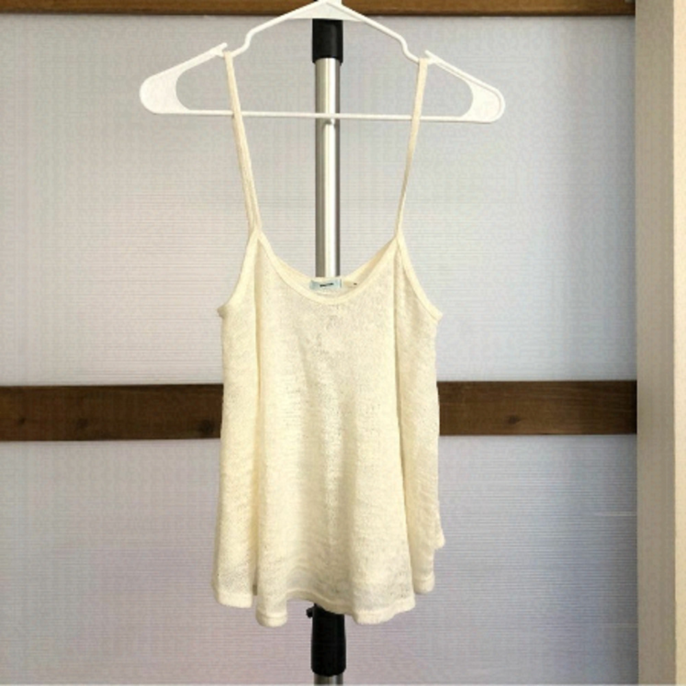 NWT UO Kimchi Blue‎  Cream Flowy Semi-Sheer Summer Knit Tank Top Sz XS